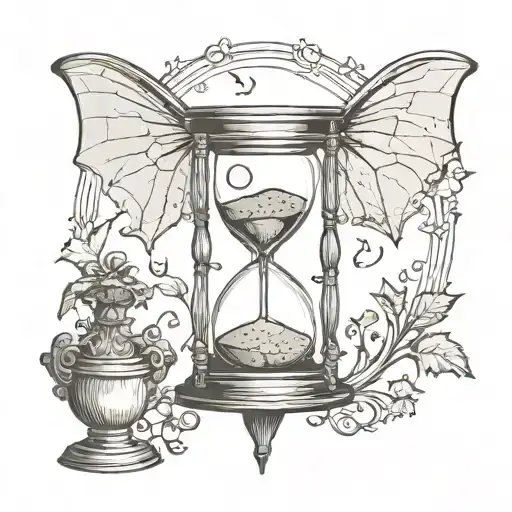 Hourglass With Bat Wings Spread