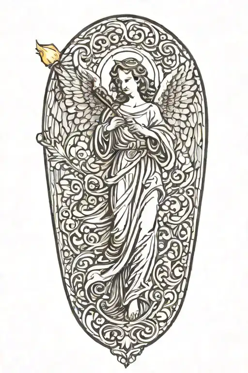 Angel Holding A Torch Turning To Lead The Way