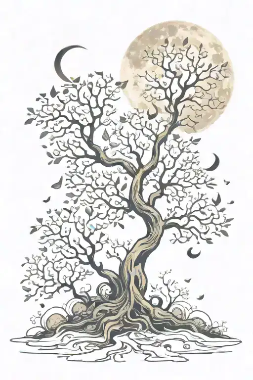 Nature Elements Moon Love Chaos Tree