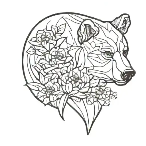 Bear And Flowers Symbolizing