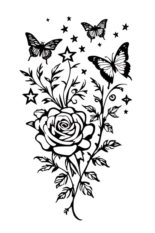 Butterflies And Roses And Stars