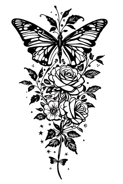 Butterflies And Roses And Stars