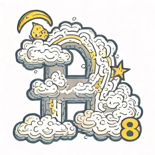 Number 8 With A Storm Cloud Storm With Lightning Beside It