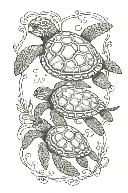 Scar Coverup Tattoo Sea Turtles