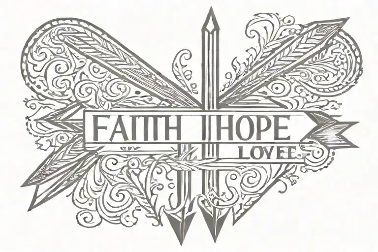 Straight Arrow Design Representing Faith Hope Love
