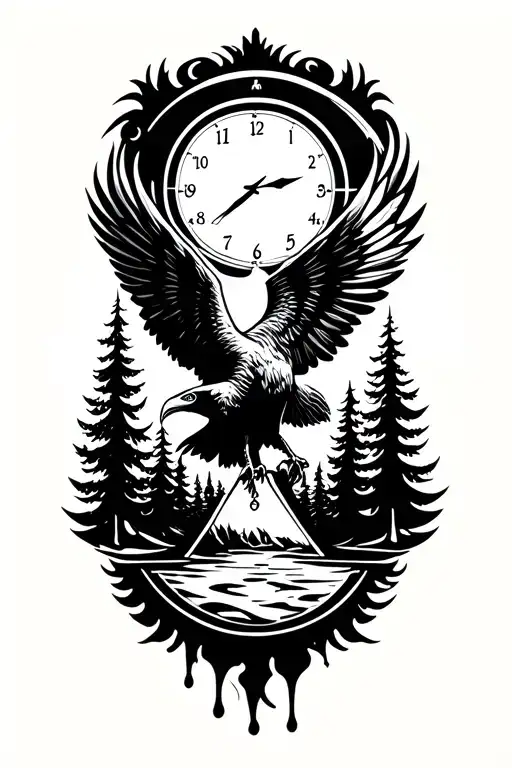 Flying Eagle Lightning Trees Sand Timer Melting Clock