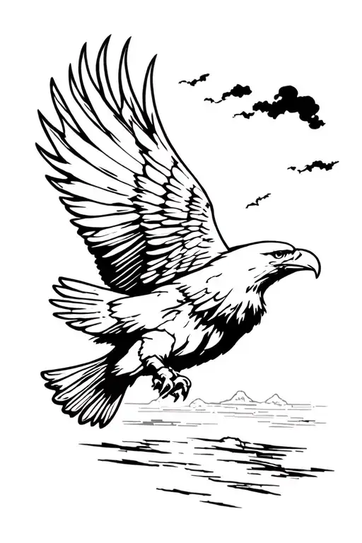 Eagle Flying Through A Stormy Sky