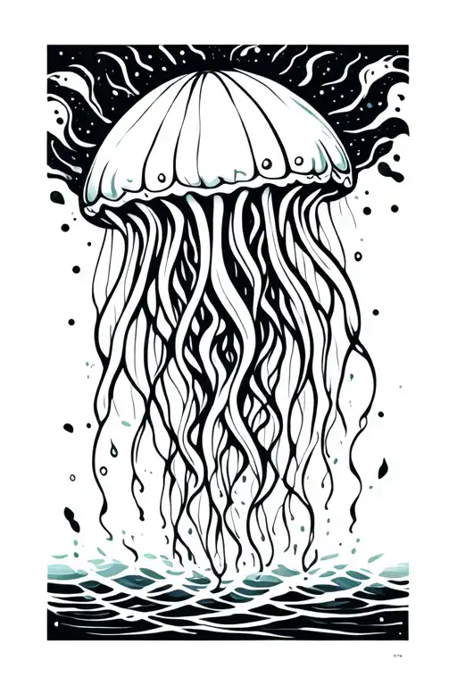 Fluttious Jellyfish With Waterfall