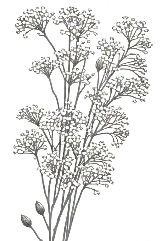 Fine Line Baby's Breath Flowers Long Stem Black And White