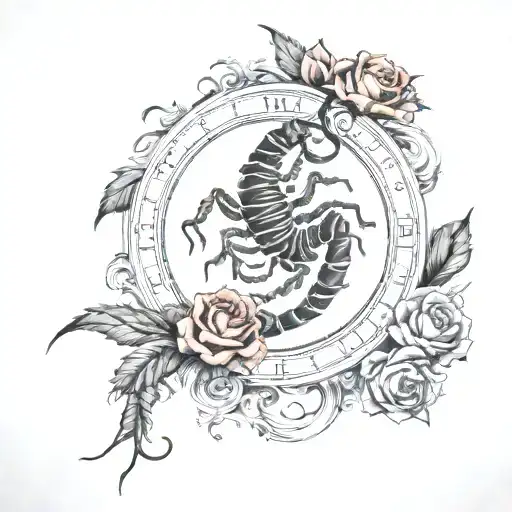Scorpio Horscope Sign With Death Rose