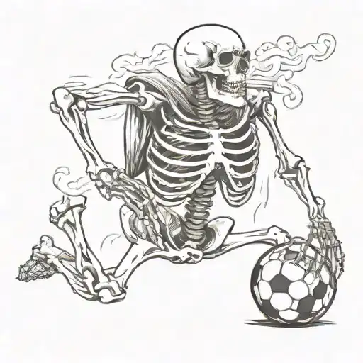 Skeleton Smoking Holding A Football
