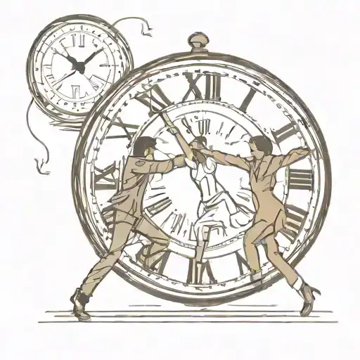 2 People Dancing Infront Of Clock