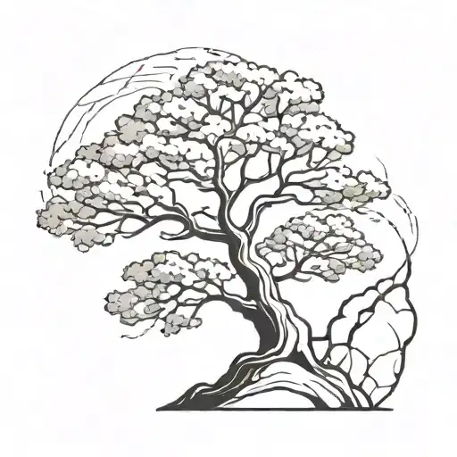 A Tree Growing Out Of A Rock Tattoo