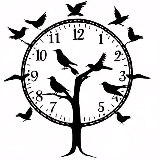Family Tree Clock Birds