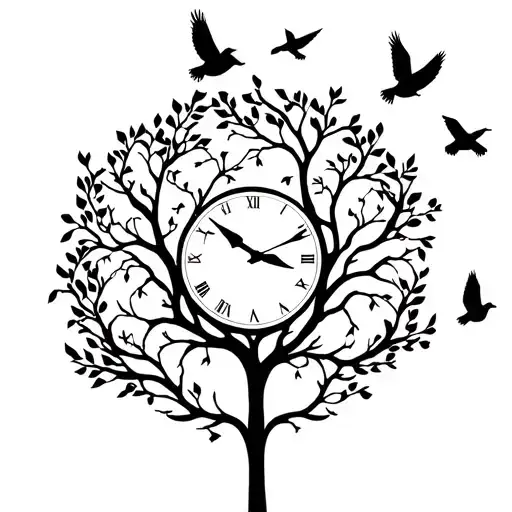 Family Tree Clock Birds Soaring