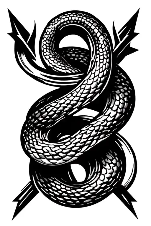 Snake Wrapped Around Arrow Design
