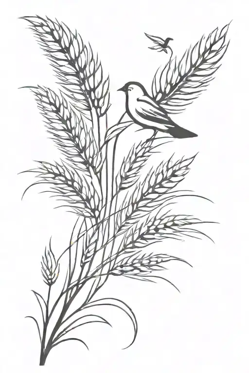 Wheat With Bird Flying