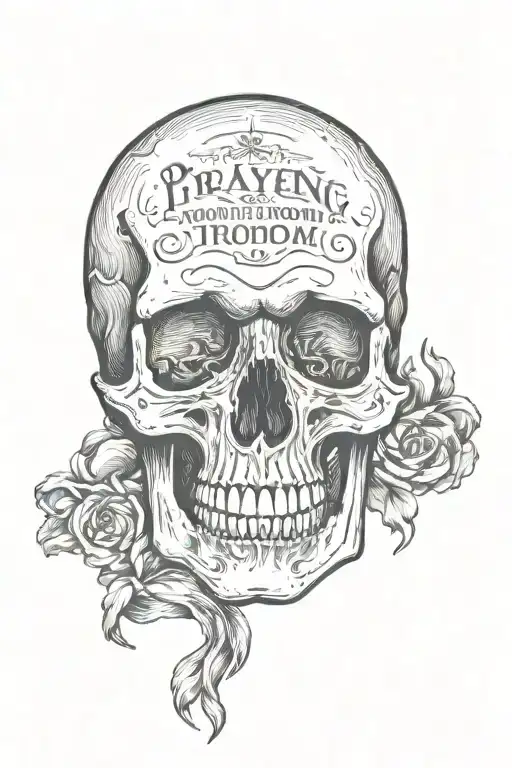 Praying Skull With A Prayer Written