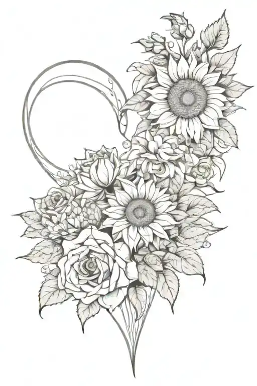 Sunflower Heart Roses Mountain Star