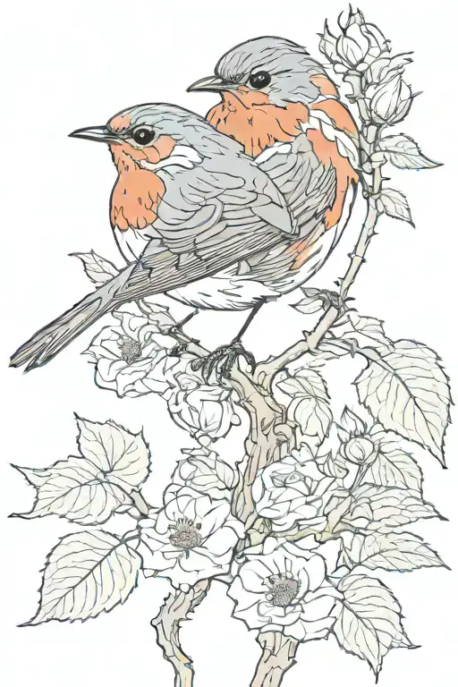 European Robin With York Rose Intertwined