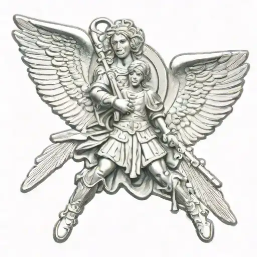 St Michael Archangel With Dog Tags Hanging