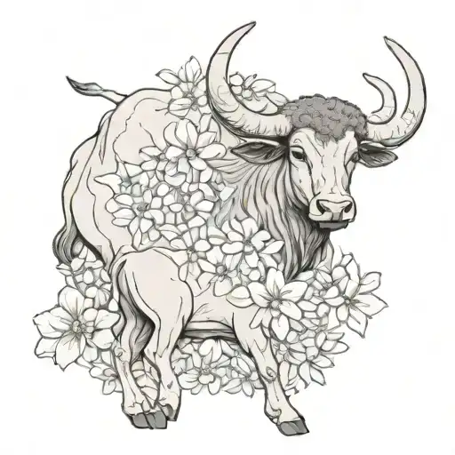 Taurus Bull And Consolation With Flowers