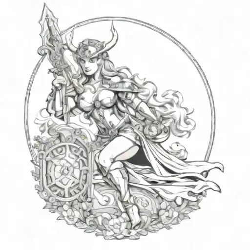 The Norse Goddess Freyja In Battle Armor Pin-up For Forearm