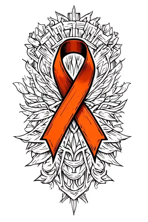 Kidney Cancer Orange Ribbon Intertwined With Strength Symbol