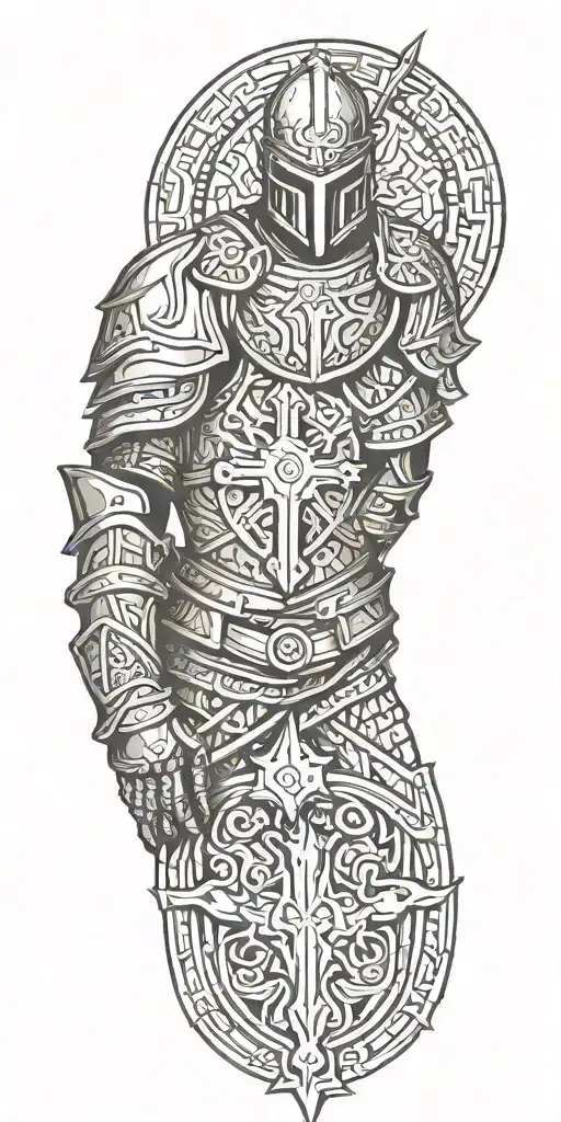 Geometric Tattoo Featuring Medieval Armor
