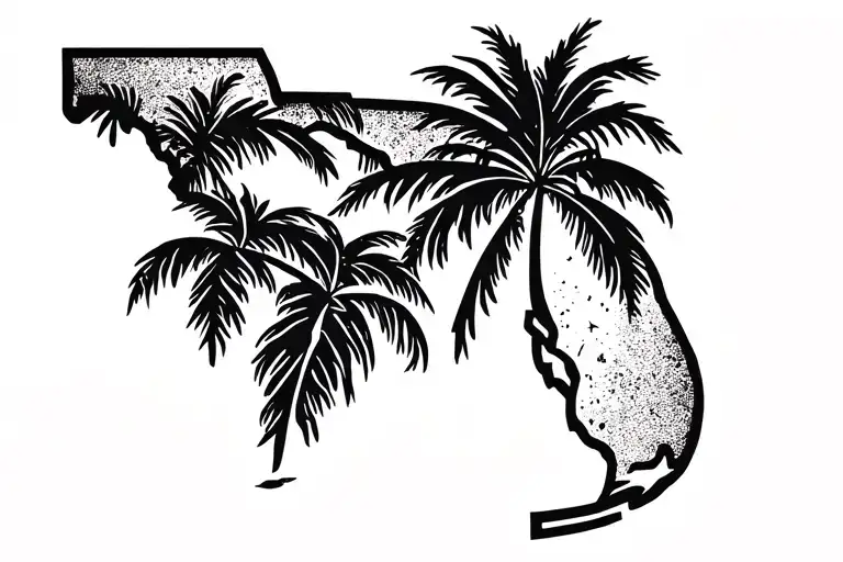 State Of Florida With Palms