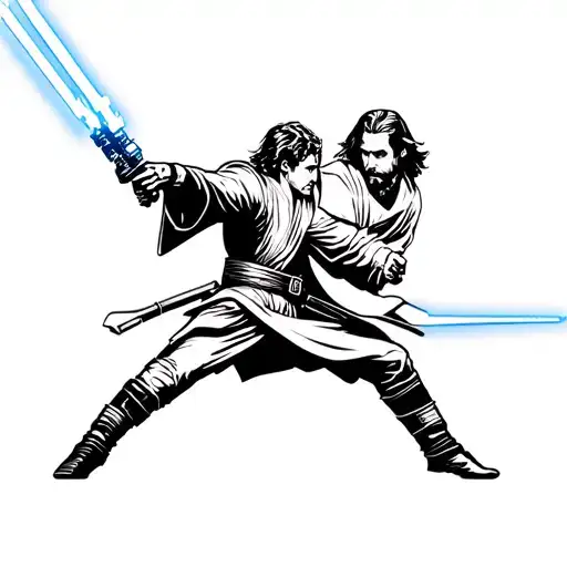 Star Wars Anakin Skywalker Fighting Obi Wan Kenobi's Fight
