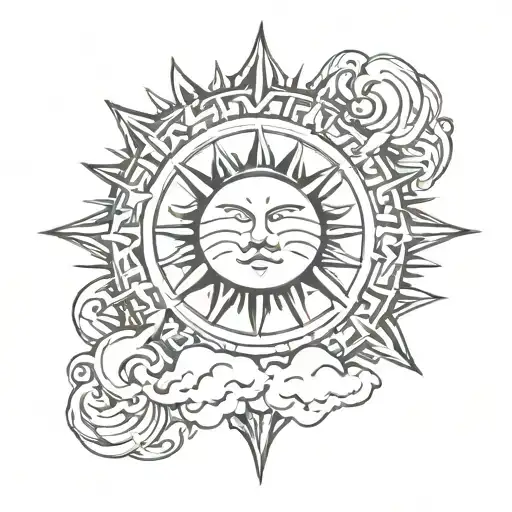 Rising Sun Outline