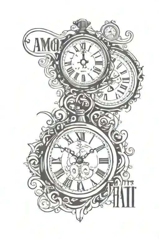Amor Fati Text With Clock