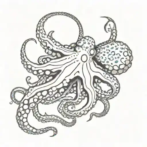 Design A Tattoo Sketch Of A Blue Ring Octopus Wrapped
