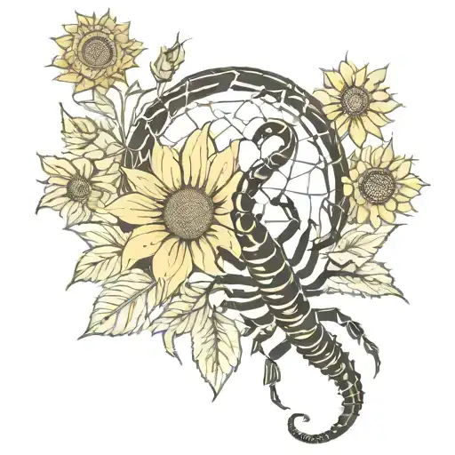Scorpion And Sunflower Surrounded
