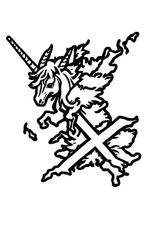 Unicorn With Scotland Map As A Saltire In Background