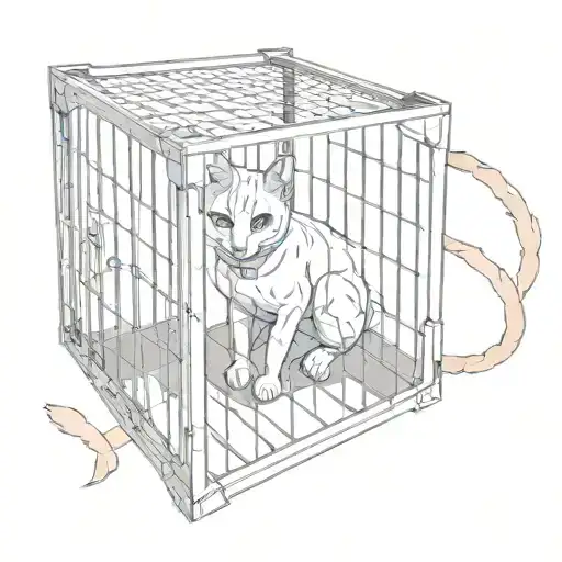 Cat Sphinx In Cube Shaped Cage