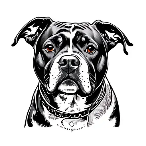 Dotwork Tattoo Of Pitbull