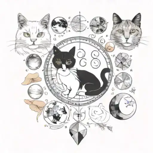 Crystals Moon Phases Cat Sitting