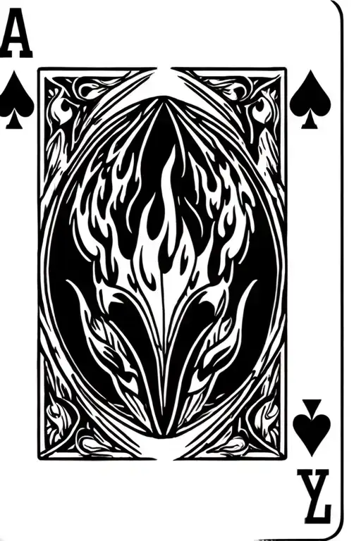 Aries Tattoo Design Featuring Fire On An Ace Of Spades Playing Card