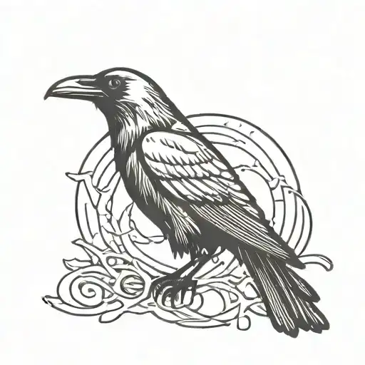 Viking Raven With A Moon