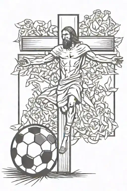 Football And Jesus Cross