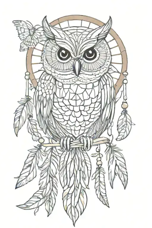 Owl And Dream Catcher Entangled