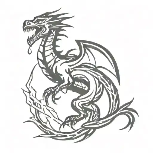 Dragon Taking The Form Of Lightning Bolt Striking