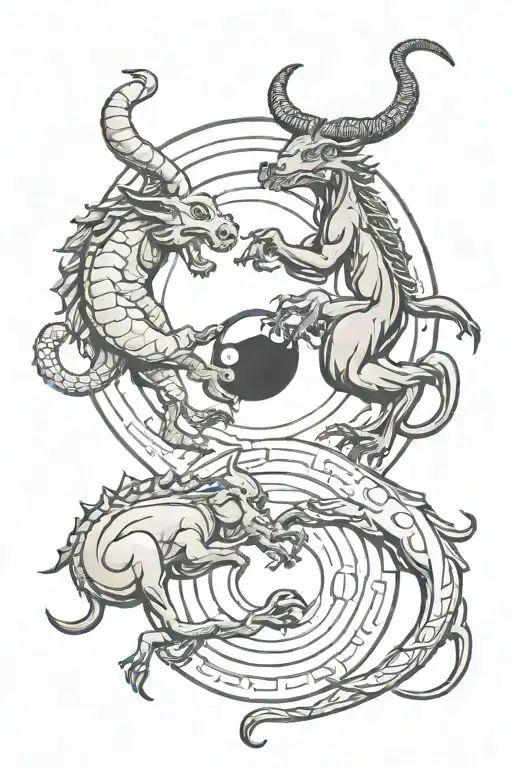 A Scorpior And A Taurus Holding A Yin Yang Symbol