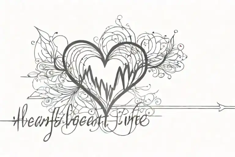 Heartbeat Line With Name Written