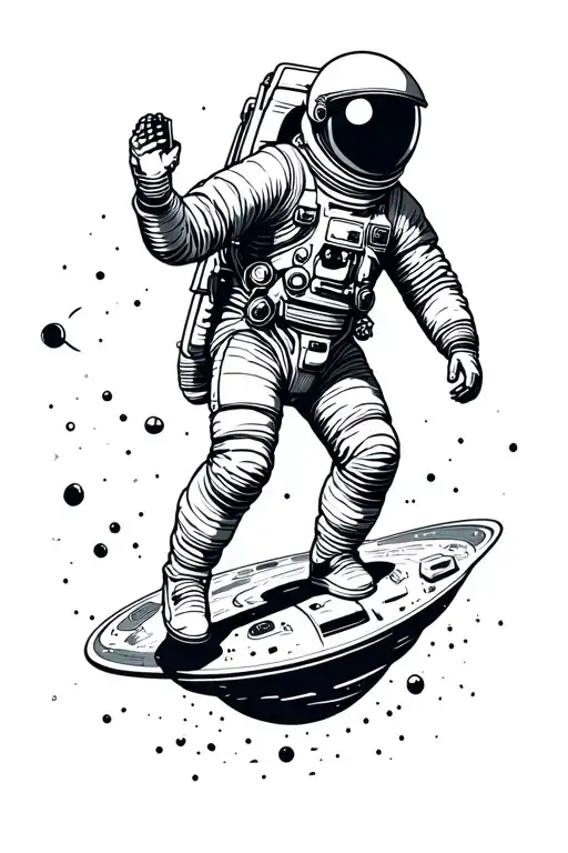 A Conceptual Tatto Of Outerspace And An Astronaut Floating
