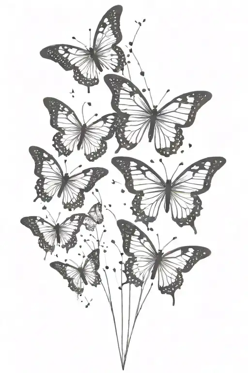 5 Butterflies Flying In A Straight Line