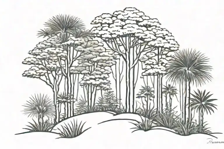 Pine Forest With Palmetto Bushes