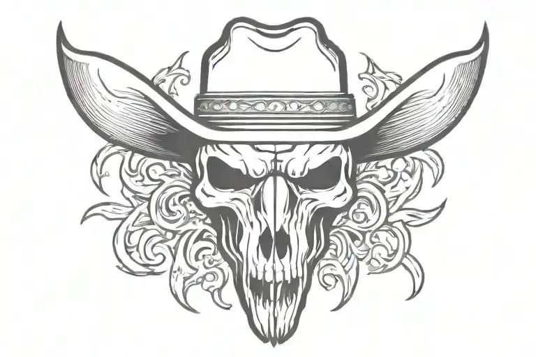 Cowboy Skull Western Bull Skull